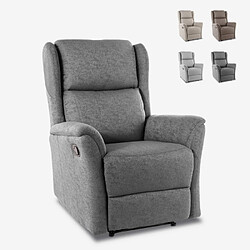 LE ROI DU RELAX Fauteuil relax inclinable manuel en tissu équipé d'un repose-pied Hope | Couleur: Gris foncé 