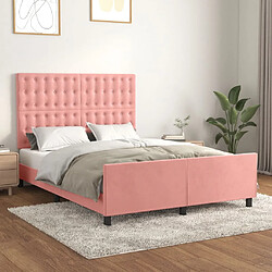 vidaXL Cadre de lit sans matelas rose 140x190 cm velours 