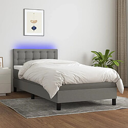 vidaXL Sommier à lattes de lit et matelas et LED Gris foncé 100x200 cm 