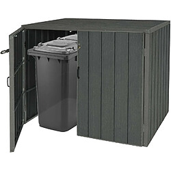 Decoshop26 Abri de poubelles extérieur conteneurs à ordures jusqu'à 4 bacs 117x142x102 cm aspect bois métal extensible gris 04_0005606