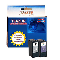 Cartouche compatible Lexmark N°23 + n°24 - Noir + Couleur- T3AZUR