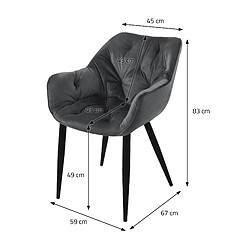 ML-Design Lot de 4 chaises de salle à manger assise anthracite en velours pieds métal noir pas cher