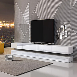 3XELIVING Table TV innovante et moderne Sajna 280cm noir / noir brillant