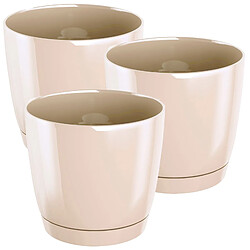 WellHome 3x Pot en plastique rond Coubi rond P dans la couleur crème 12 (long) x 12 (largeur) x 11 (hauteur) cm