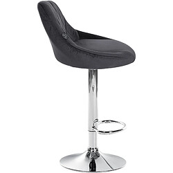 Avis Decoshop26 Tabouret de bar en velours gris foncé coutures décoratives pivotant support métal chromé TDB10671