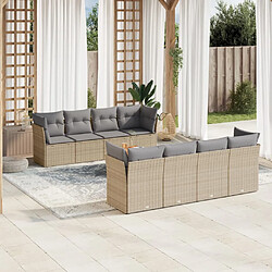 vidaXL Salon de jardin avec coussins 9pcs mélange beige résine tressée 