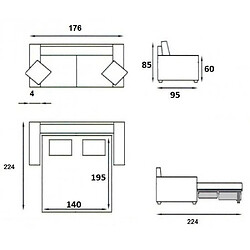 Inside 75 Canapé convertible PARADISO EXPRESS 140cm matelas 14cm gris anthracite pas cher