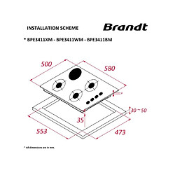 Avis Brandt Plaque mixte BPE3411XM, 58 cm, Thermocouples, Allumage une mai