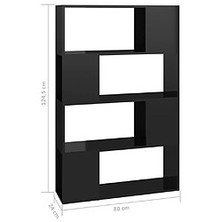 vidaXL Bibliothèque/Séparateur de pièce Noir brillant 80x24x124,5 cm pas cher