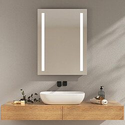 EMKE Miroir lumineux salle de bain 60x80cm, Miroir LED avec Interrupteur à bouton, Anti-buée, Miroir avec éclairage lumière Blanche Froide/Chaude