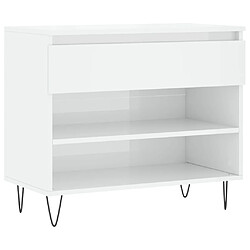 Maison Chic Armoire à chaussure,Meuble à Chaussures Blanc brillant 70x36x60 cm Bois ingénierie -MN31591