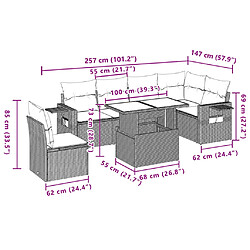 Acheter vidaXL Salon de jardin avec coussins 7 pcs gris clair résine tressée