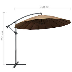 vidaXL Parasol suspendu avec poteau taupe 3 m pas cher