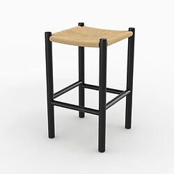 Avis Rendez Vous Deco Tabouret Kaïa pour îlot central 65 cm en teck noir et rotin