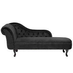 Beliani Méridienne Chesterfield en velours noir côté gauche NIMES