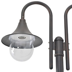 vidaXL Lampadaire de jardin E27 220 cm Aluminium 2 lanternes Bronze