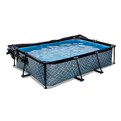 Piscine tubulaire Stone rectangulaire 2,20 x 1,50 x 0,65 m avec dôme - Exit Toys pas cher