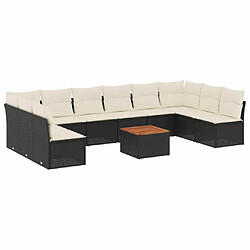 Maison Chic Salon de jardin 11 pcs avec coussins, Ensemble Tables et chaises d'extérieur noir résine tressée -GKD984139