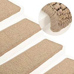 vidaXL Tapis d'escalier autocollants 15 pcs 65x21x4 cm Sable