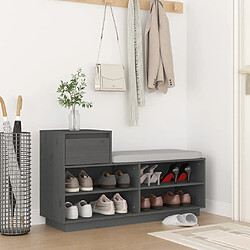 vidaXL Armoire à chaussures Gris 110x34x61 cm Bois de pin massif 