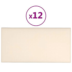 vidaXL Panneaux muraux 12 pcs Crème 30x15 cm Velours 0,54 m²