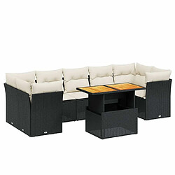 Maison Chic Ensemble Tables et chaises d'extérieur 8 pcs avec coussins,Salon de jardin noir résine tressée -GKD245147