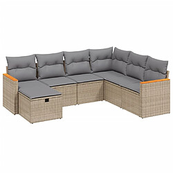 vidaXL Salon de jardin avec coussins 7pcs mélange beige résine tressée