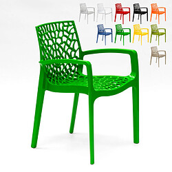 22 Chaises Gruvyer ARM Grand Soleil accoudoirs polypropylène brillant offre stock, Couleur: Vert