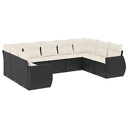 Maison Chic Ensemble Tables et chaises d'extérieur 9 pcs avec coussins,Salon de jardin noir résine tressée -GKD922912