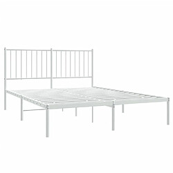 Avis vidaXL Cadre de lit métal sans matelas et tête de lit blanc 140x190 cm