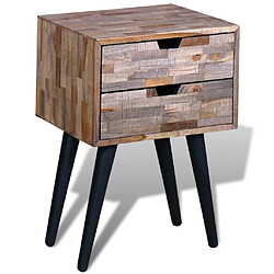 Maison Chic Table de chevet,Table de nuit,Table d'appoint pour salon avec 2 tiroirs Bois de teck recyclé -MN37161