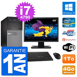 PC Tour Dell OptiPlex 3020 Ecran 19" i7-4790 RAM 4Go Disque 1To Windows 10 Wifi - Occasion