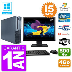 PC Lenovo M82 SFF Ecran 27" i5-3470 RAM 4Go Disque 500Go Graveur DVD Wifi W7 - Occasion