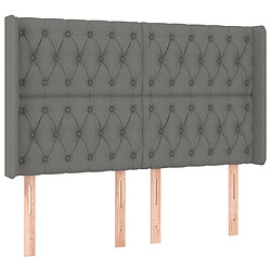 Avis Maison Chic Tête de lit scandinave à LED,meuble de chambre Gris foncé 147x16x118/128 cm Tissu -MN67691