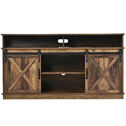 Grand meuble TV buffet portes coulissantes classiques étagères réglables pour salon salle à manger ferme Design 148*40*78 cm