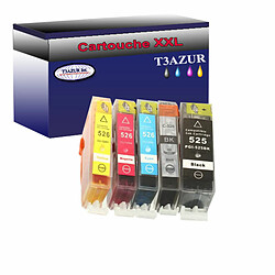 Lot de 5 Cartouches Compatibles Canon PGI525 XL/CLI526 XL - T3AZUR Lot de 5 Cartouches Compatibles pour Canon Pixma MX715, MX880, MX885, MX895 (1Bk/1PBk/1C/1M/1Y) - T3AZUR