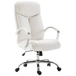 Decoshop26 Fauteuil de bureau en synthétique blanc réglable BUR10260 