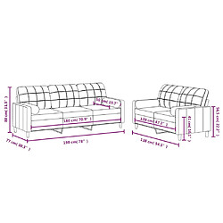 vidaXL Ensemble de canapés 2 pcs avec coussins jaune clair tissu pas cher