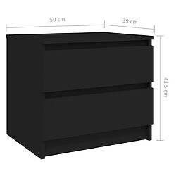 vidaXL Tables de chevet 2 pcs Noir 50x39x43,5 cm Aggloméré pas cher