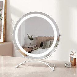 EMKE LED Hollywood Miroir de Maquillage Rond avec Interrupteur Tactile Dimmable 3 Couleurs claires 360° Rotatif, Blanc Diamètre 40cm 