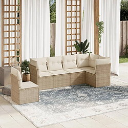 vidaXL Salon de jardin avec coussins 6 pcs beige résine tressée 