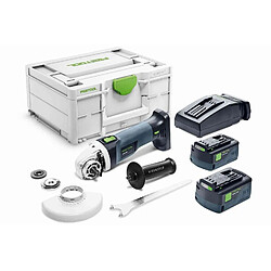 Meuleuses d'angle FESTOOL AGC 18-125 EB-Basic - Avec 2 batteries 18V 5.2Ah, chargeur, systainer SYS3 M et accessoires - 576826 