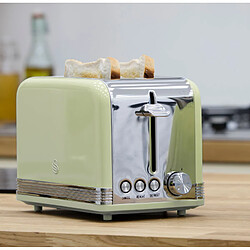 Retro Set Petit-Déjeuner Bouilloire 1,8L Sans fil, Grille-Pain 2 Larges Tranches, 850, Vert, SWAN, STP7050GNEU