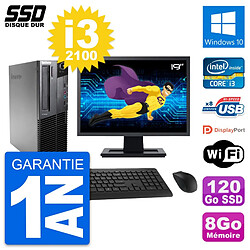 PC Lenovo M82 SFF Ecran 19" Intel Core i3-2100 RAM 8Go SSD 120Go Windows 10 Wifi · Occasion 