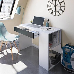 Dansmamaison Bureau 1 tiroir 2 niches Blanc/Gris - PAKAU Bureau 1 tiroir 2 niches Blanc/Gris - PAKAU - L 101 x l 50 x H 73 cm