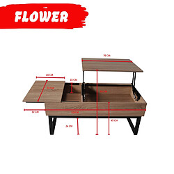 Acheter Le Quai Des Affaires Table basse plateau relevable FLOWER 110x55cm / Chêne blanchi et métal noir