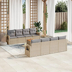 vidaXL Salon de jardin avec coussins 9pcs mélange beige résine tressée 