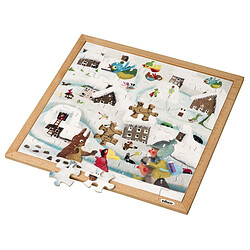 Educo Puzzle en Bois - Puzzle de météo extrême - froid (64) - jeu Montessori 