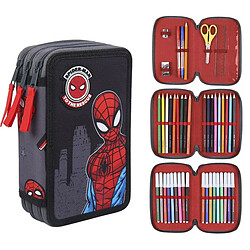 Trousse Scolaire avec Accessoires Spiderman 43 Pièces Noir (12,5 x 6,5 x 19,5 cm)