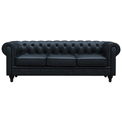 Habitat Et Jardin Canapé fixe Chesterfield Aliza - 208 x 82 x 70 cm - 3 places - Noir